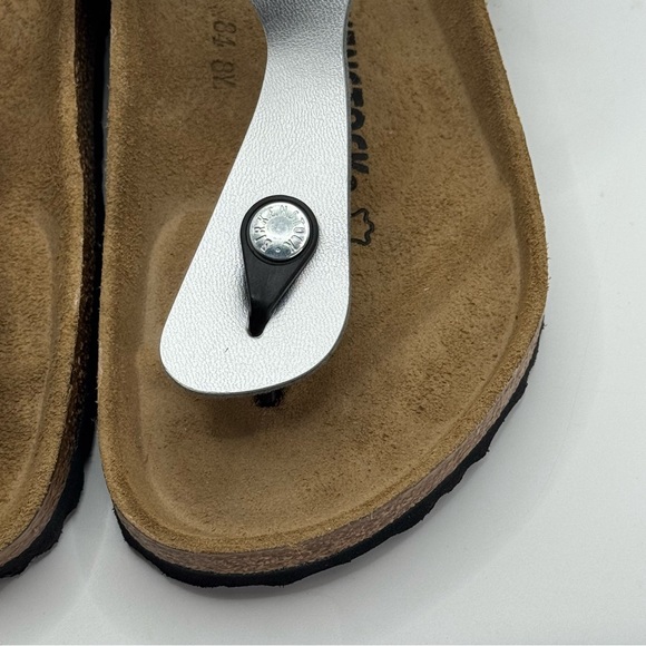 Birkenstock Silver and Tan Footbed Sandals - Picture 5 of 16